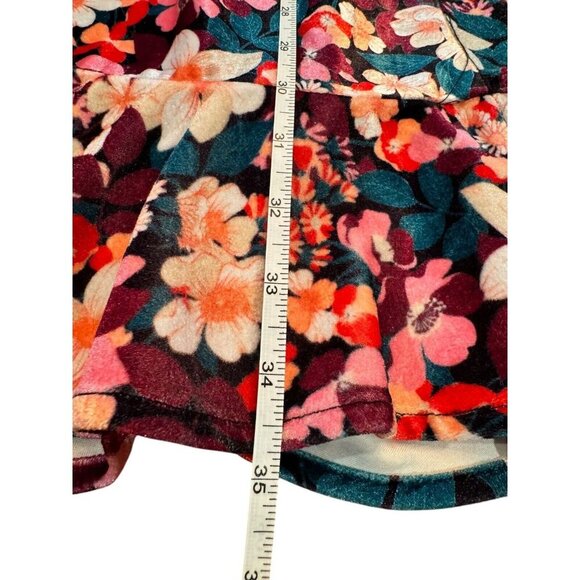 BCBGeneration Retro Floral Velvet Long Sleeve Ruffle Mini Dress Size 8 - Picture 6 of 9